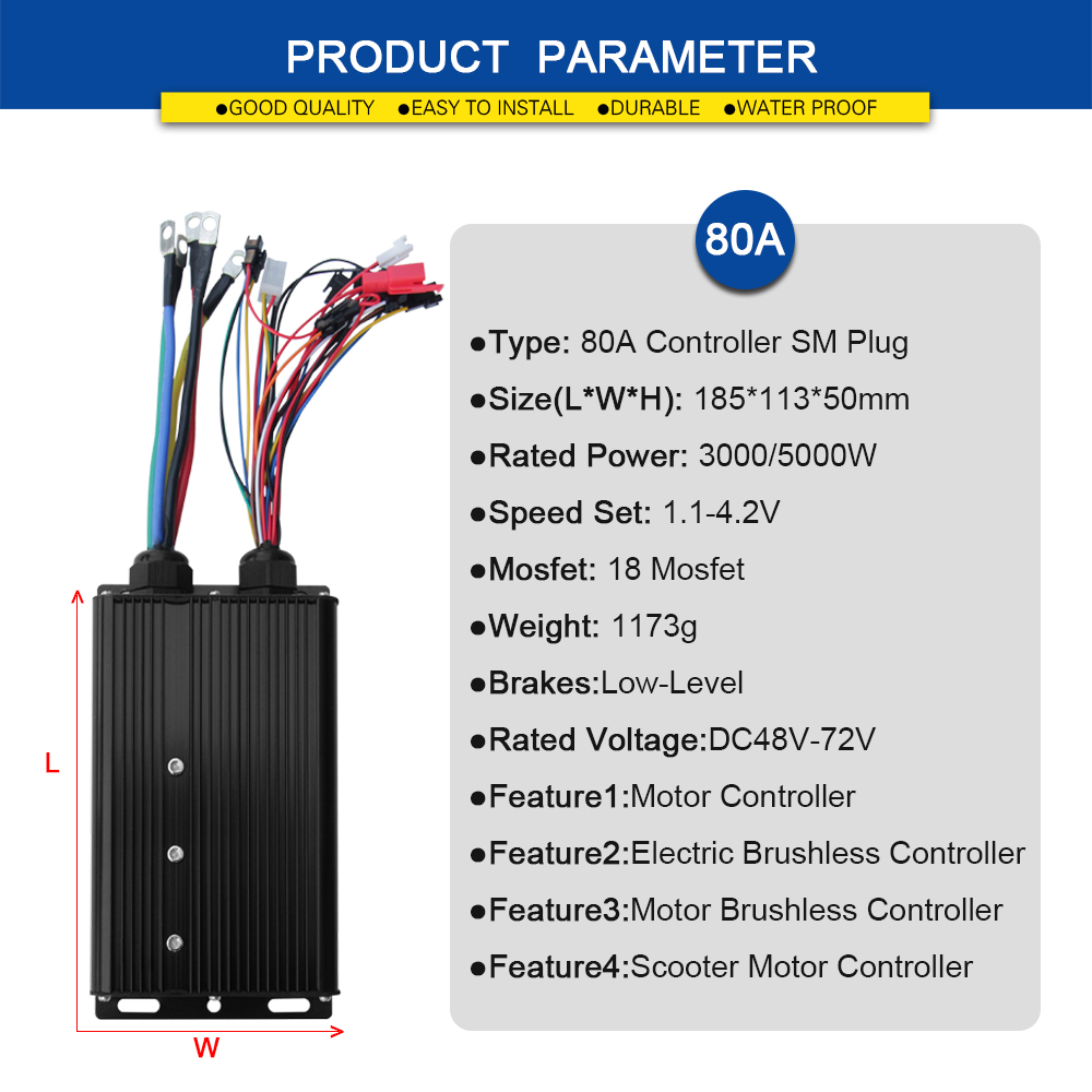 Kontroler do rowerów elektrycz – Sine Wave Controller 48V 72V 80A recenzja i cena